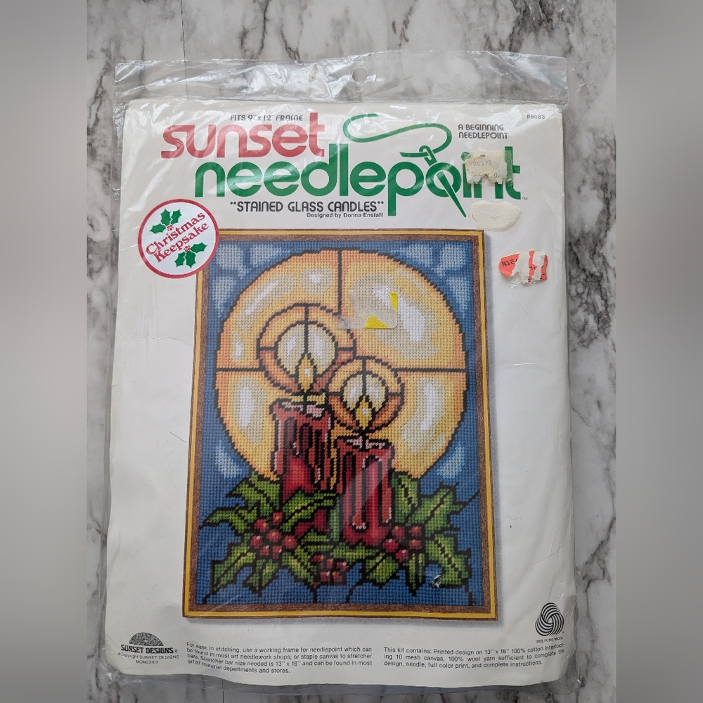 Vintage Sunset Needlepoint It Stained Glass Candles Christmas Crafts